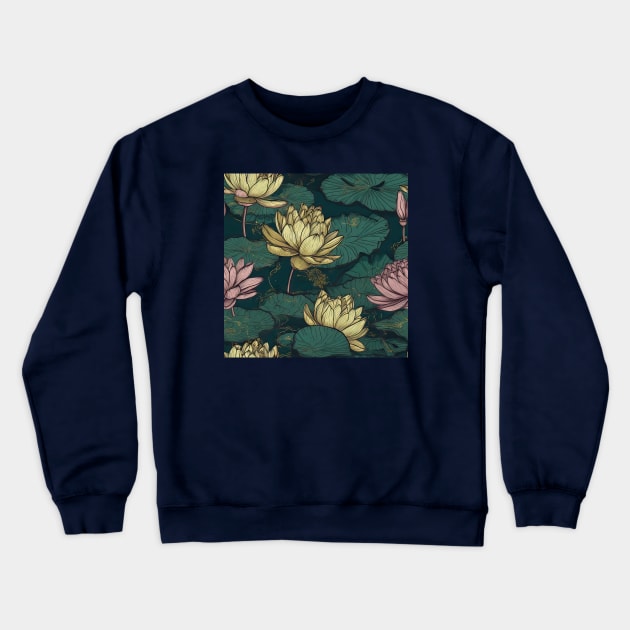 Water lilies pattern Crewneck Sweatshirt by etherElric